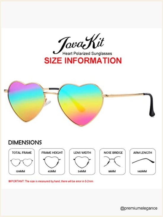 Heart Shaped Polarized Sunglasses Metal Frame UV400 Protection main image 4